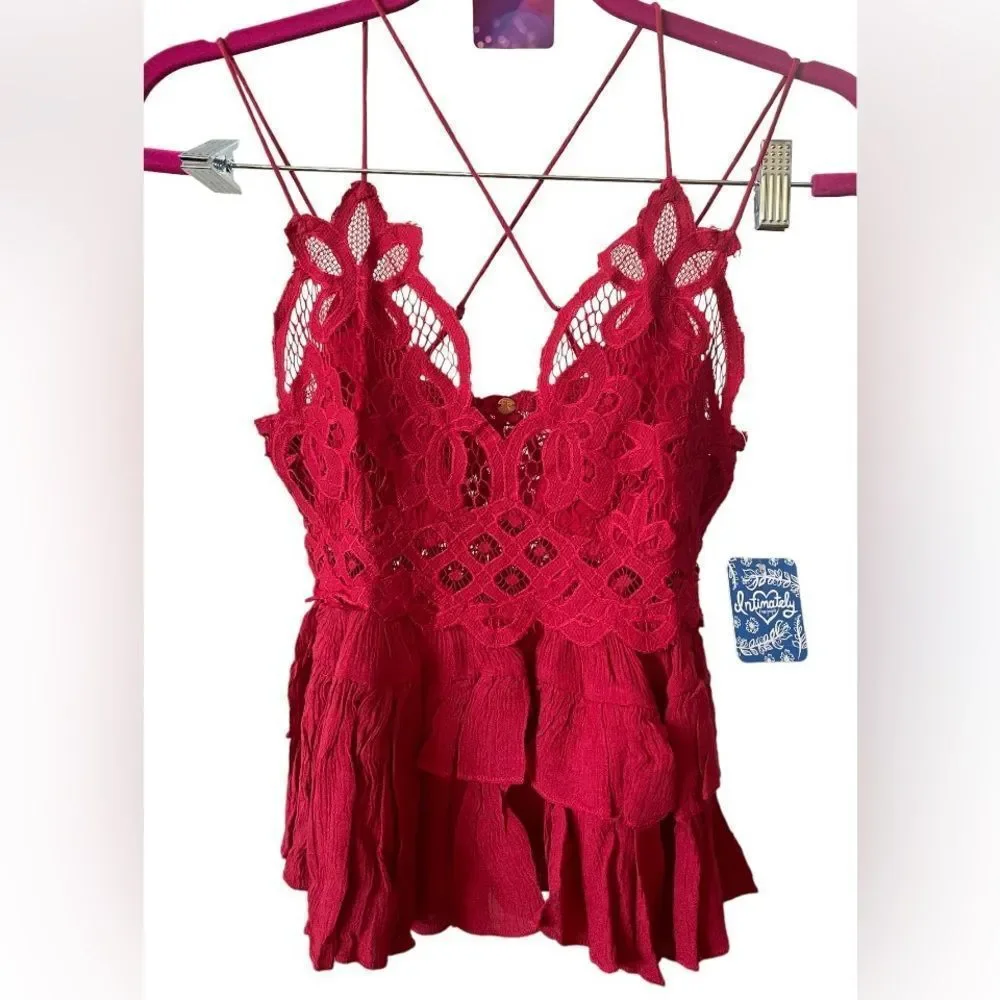 Free People Adelia Cami Cherry Red Size XS NWT